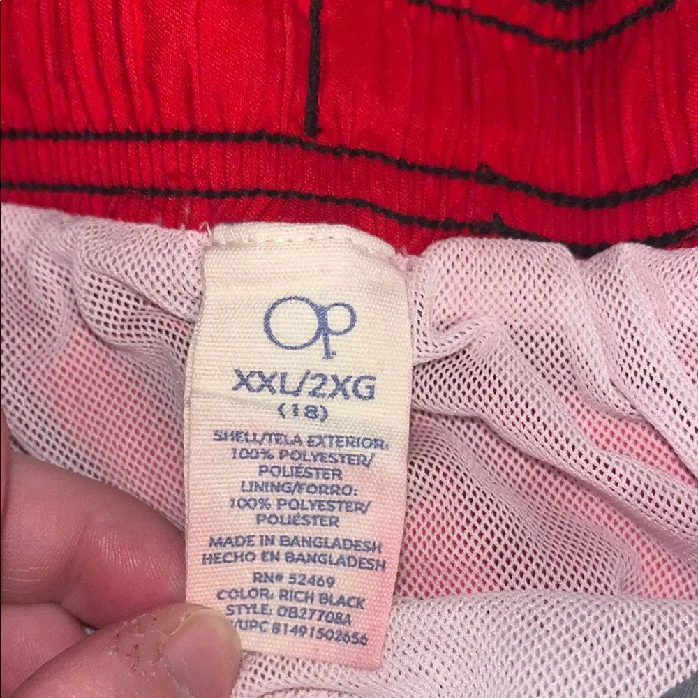 OP Red and White Mesh Shorts